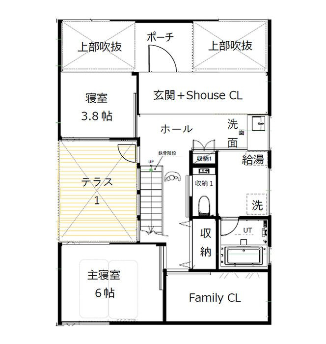 R+house 月寒東モデルの間取り（1F）