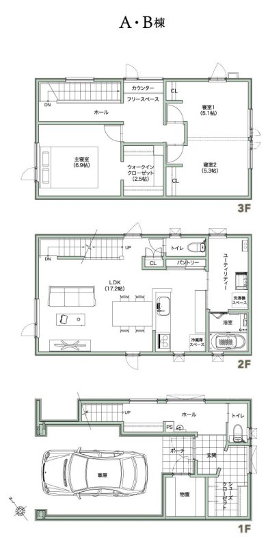 月寒東2条19丁目 新築戸建の間取り(1F)