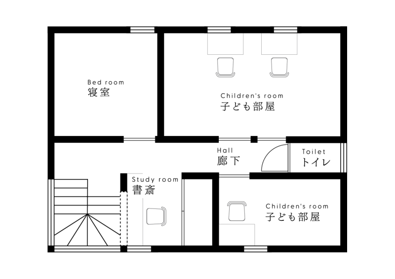 素材も換気も自然な家。の間取り(2F)