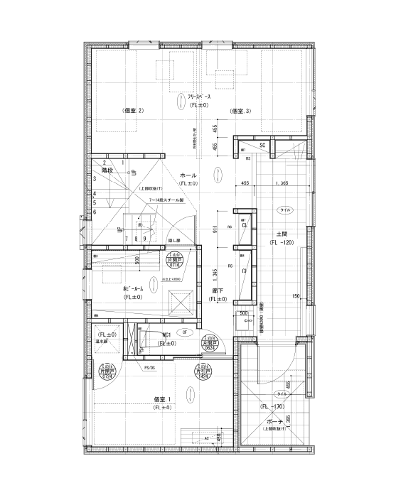 遊び心をちりばめた家の間取り（1F）