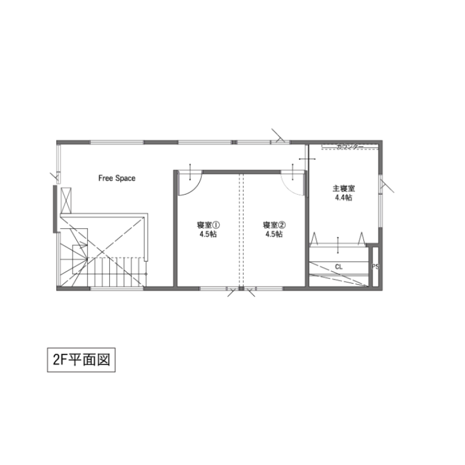 33坪の土地で叶えた、四季と光の暮らしの間取り(2F)
