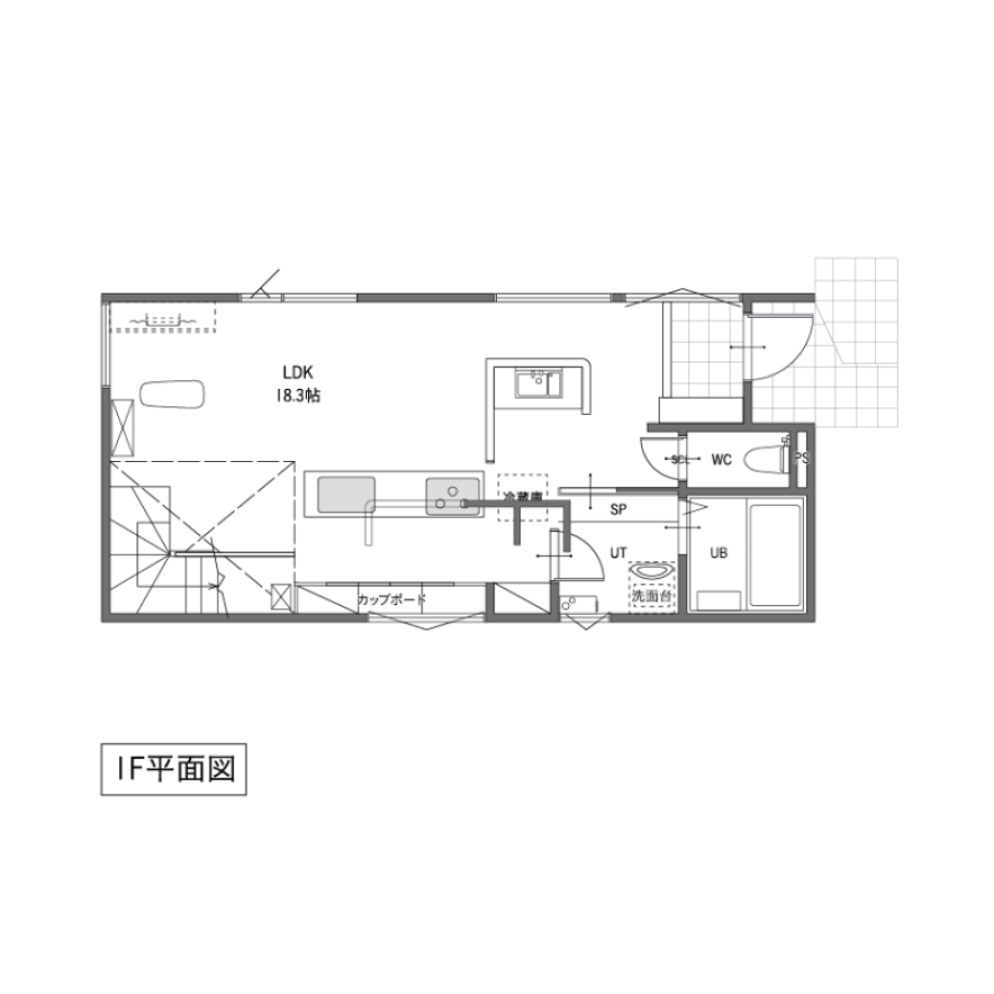 33坪の土地で叶えた、四季と光の暮らしの間取り(1F)