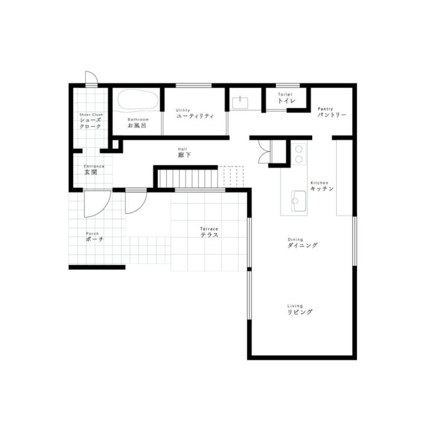 【オーナー様邸見学会】光と視線をデザインした、中庭のある家。の間取り(1F)