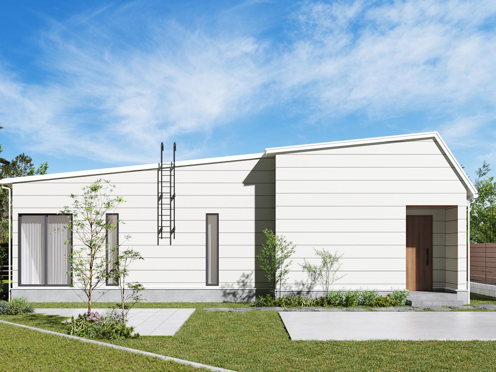 竹内建設のモデルハウス 112坪の敷地に建つL型の平屋 完成見学会