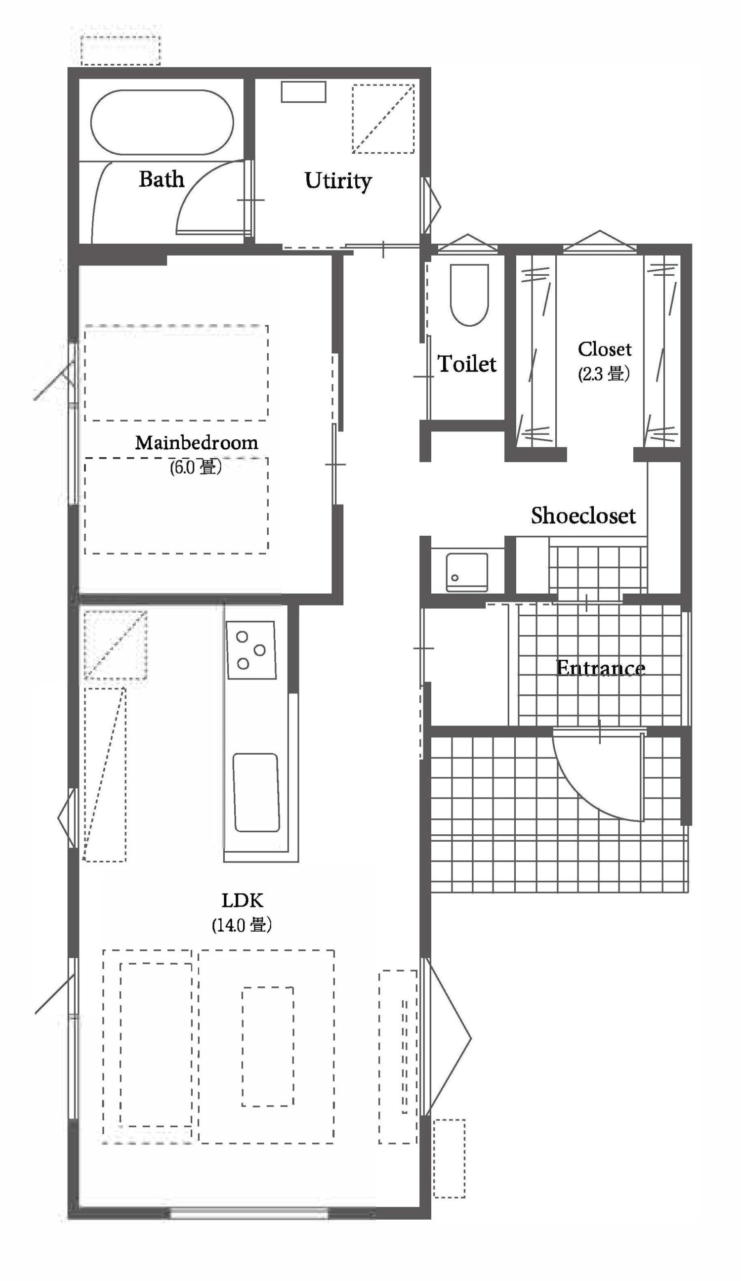 【単身・夫婦2人暮らし向け】おかえり動線のある平屋