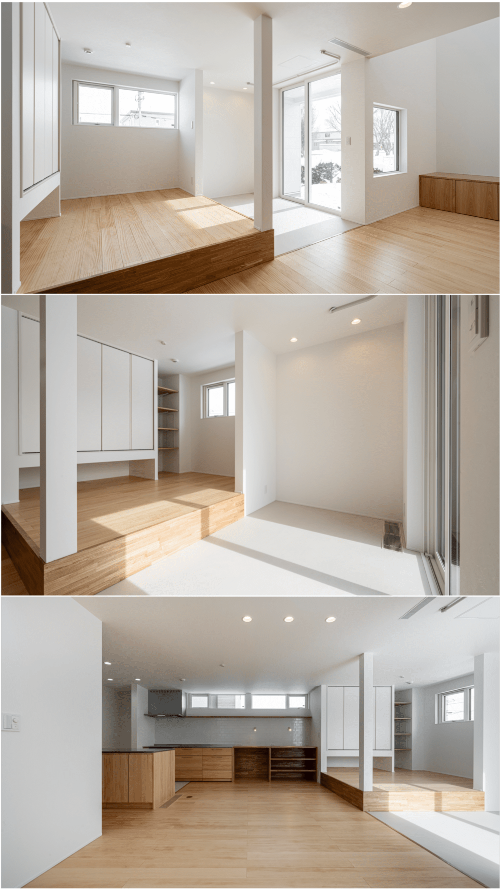 リビングには光がたっぷり入る小上がりを配置