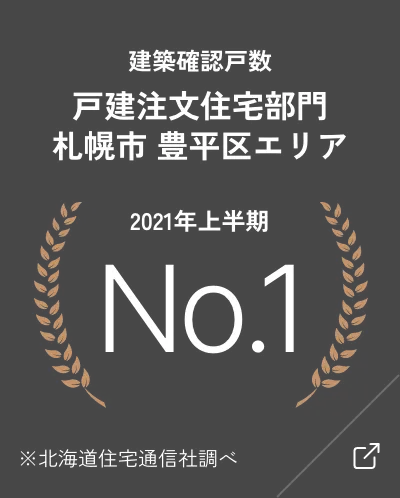 建築確認個数 戸建注文住宅部門 札幌市豊平区エリア 2021年上半期 No.1（北海道住宅通信社調べ）